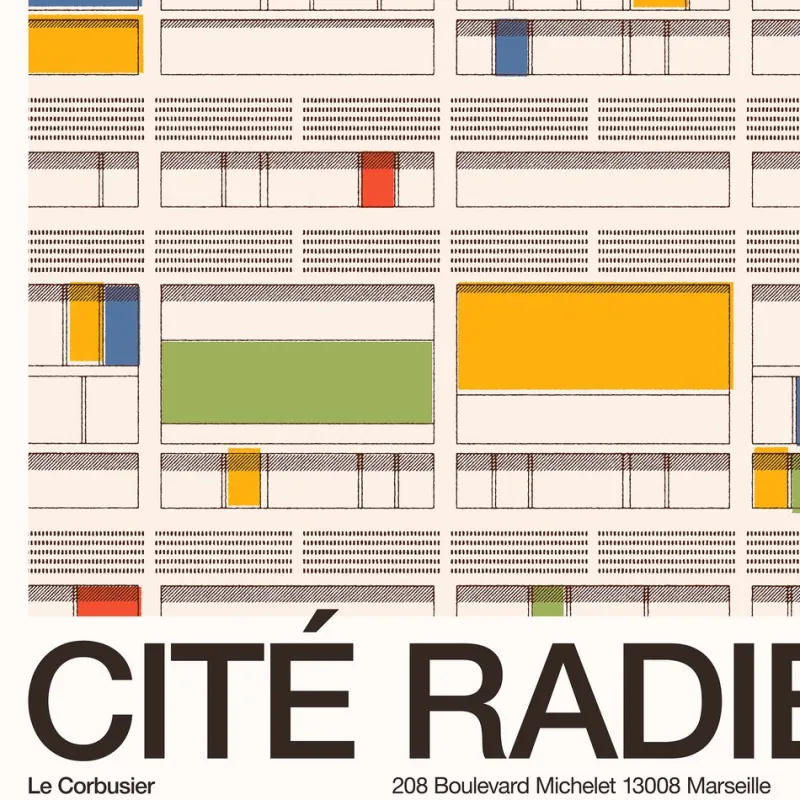 Discount Pamono Radiant City I Cité Radieuse I Le Corbusier Poster by Florent Bodart