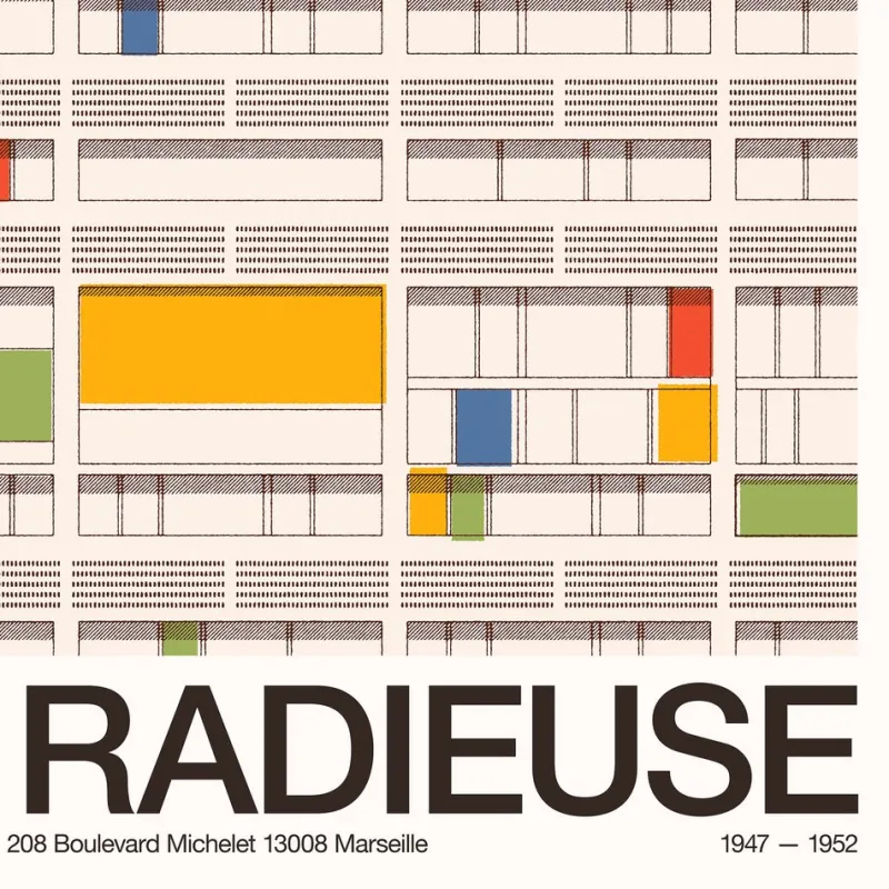 Discount Pamono Radiant City I Cité Radieuse I Le Corbusier Poster by Florent Bodart