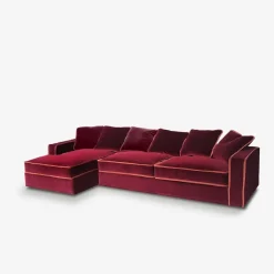 Best Pamono Rafaella Chaise Sofa in Red and Rusty Velvet from Biosofa