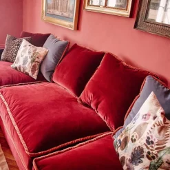 Best Pamono Rafaella Chaise Sofa in Red and Rusty Velvet from Biosofa