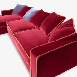 Best Pamono Rafaella Chaise Sofa in Red and Rusty Velvet from Biosofa