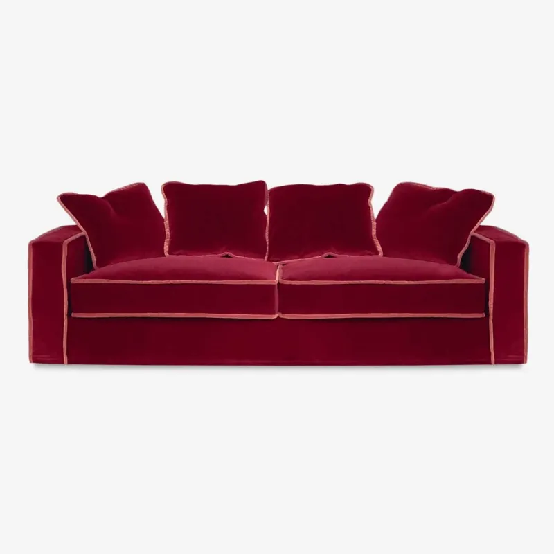 New Pamono Rafaella Sofa in Red & Rusty Velvet by Biosofa