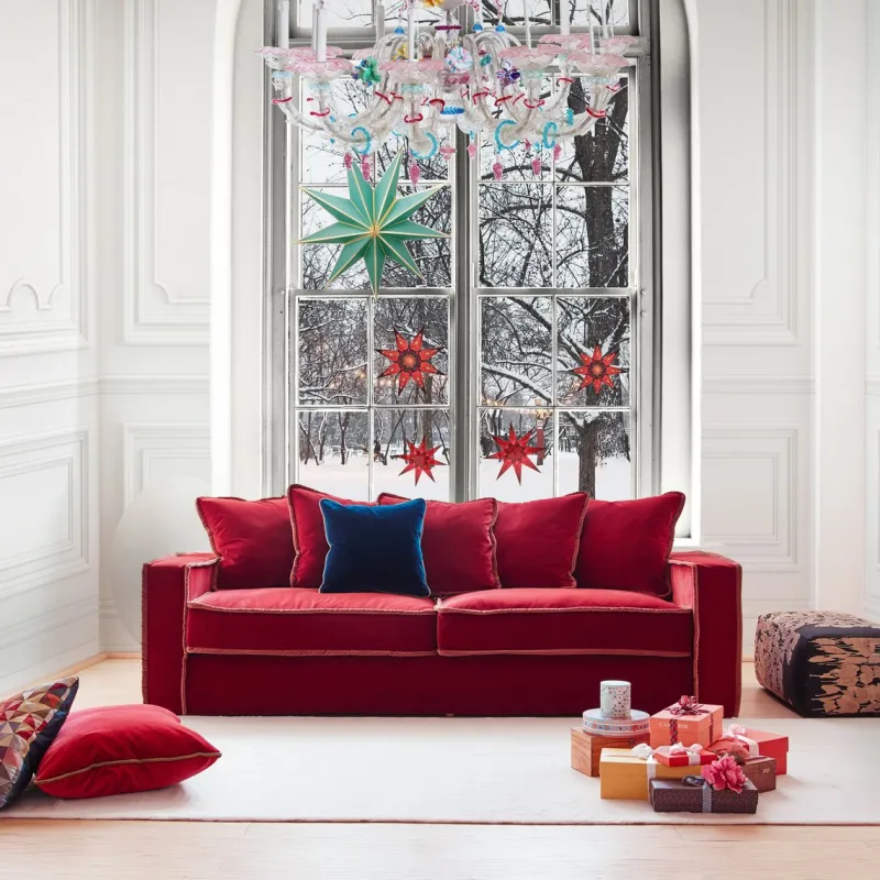New Pamono Rafaella Sofa in Red & Rusty Velvet by Biosofa