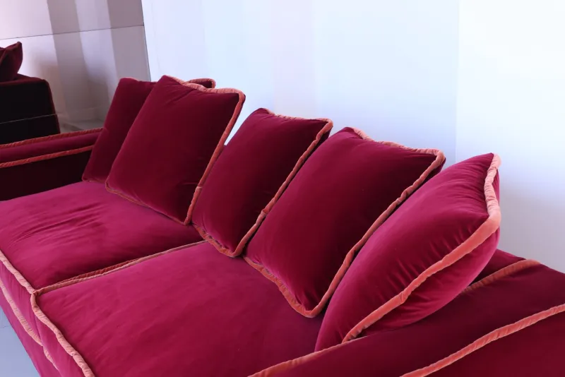 New Pamono Rafaella Sofa in Red & Rusty Velvet by Biosofa