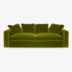 Pamono Rafaella Three-Seater Sofa in Olive Green Velvet with Mustard Yellow Trim from Biosofa> Seating