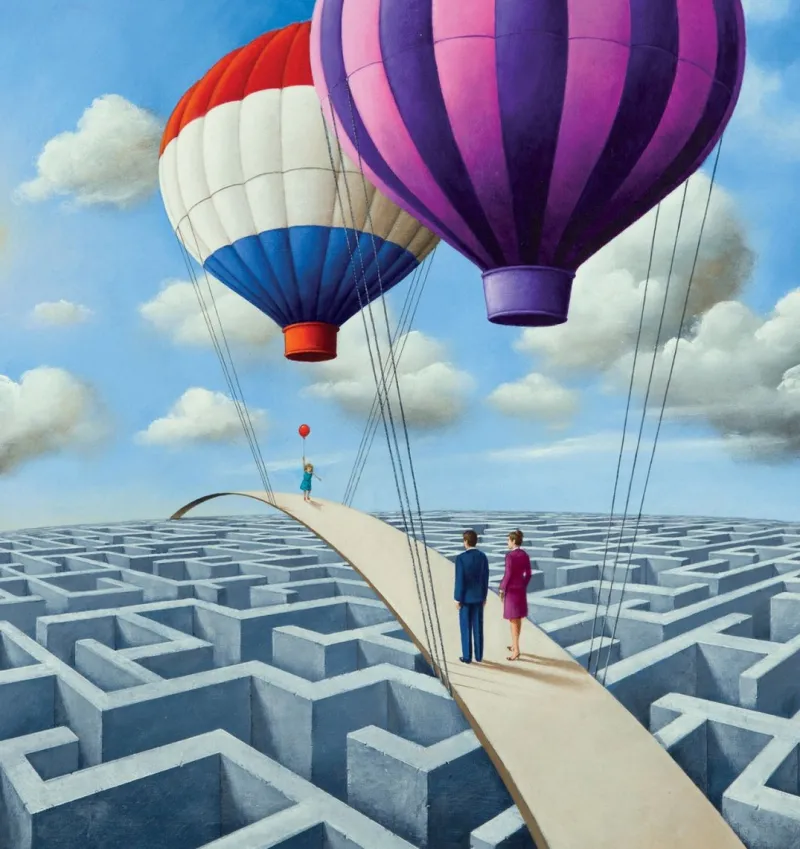 Pamono Rafal Olbinski, Balloons, 2024, Giclée Print> Surrealist|Prints & Multiples