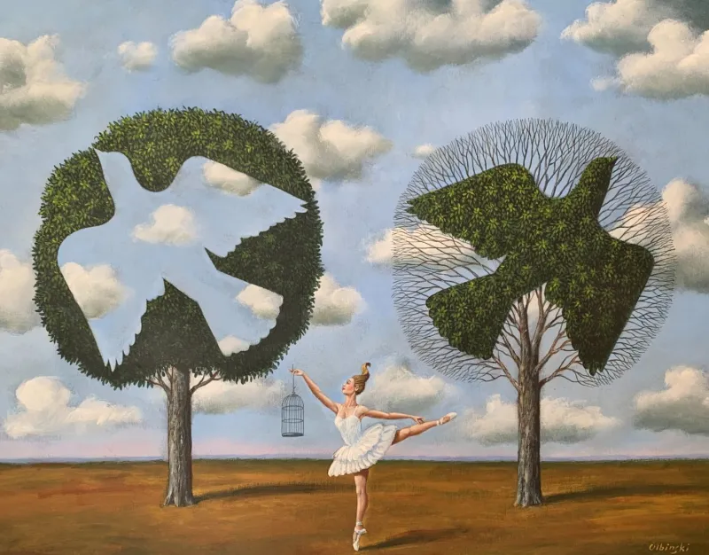 Pamono Rafal Olbinski, To Have or to Have Not, Oil on Canvas, 2021> Surrealist