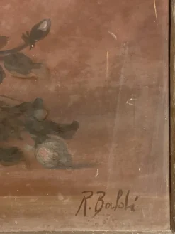 Pamono Raffaele Baldi, Vase of Flowers, Tempera Painting on Wood><noscript><img width=