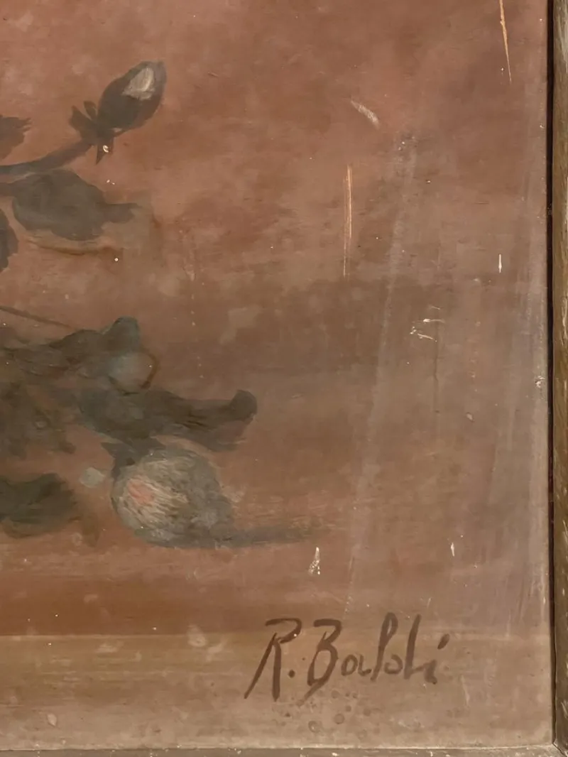 Pamono Raffaele Baldi, Vase of Flowers, Tempera Painting on Wood> Painting