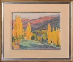 Pamono Raimon Roca Ricart, Autumnal Trees with Golden Light in Martinet, Oil on Canvas, Framed> Impressionist