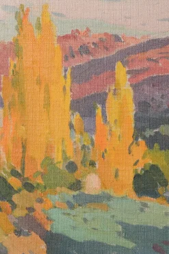 Pamono Raimon Roca Ricart, Autumnal Trees with Golden Light in Martinet, Oil on Canvas, Framed><noscript><img width=
