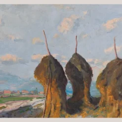 Pamono Ramon Trulls Pons, Impressionist Haystack Landscape, Oil on Canvas><noscript><img width=
