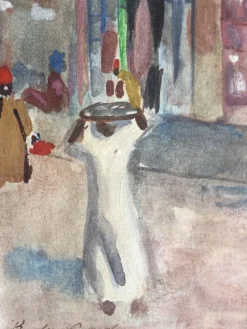 Discount Pamono Raoul Du Gardier, Busy Street in Cairo, 1925, Signed Gouache