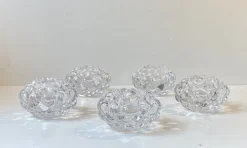 Hot Pamono Raspberry Glass Candleholders by Anne Nilsson for Orrefors, Set of 5