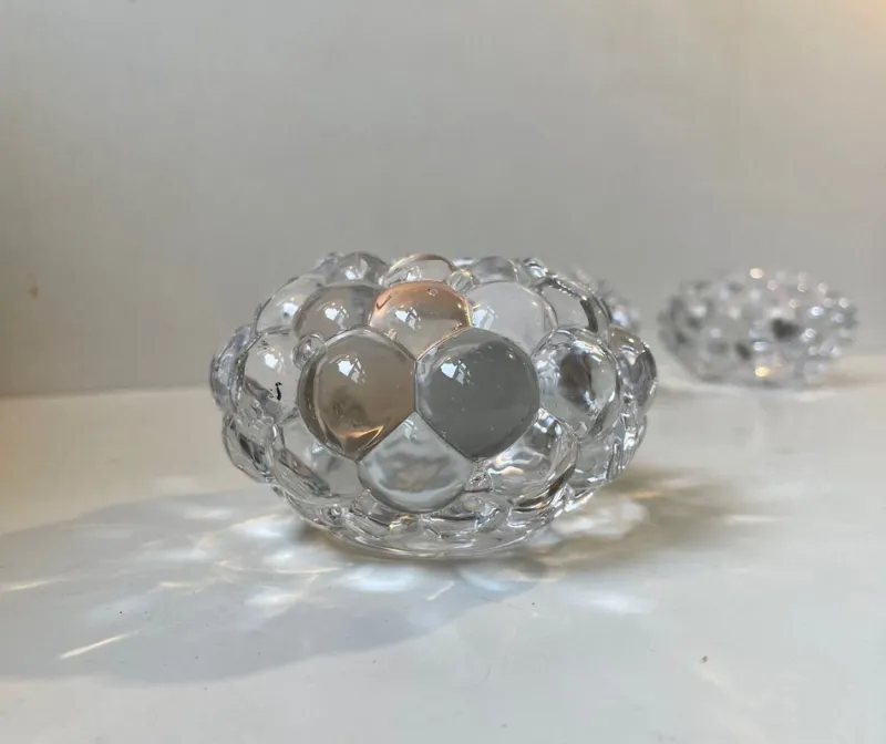 Hot Pamono Raspberry Glass Candleholders by Anne Nilsson for Orrefors, Set of 5