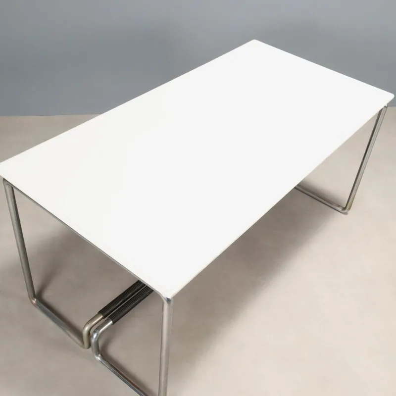 Sale Pamono Rationalist Style Chromed Metal Desk with Lacquered Wood Top, 1960s