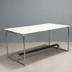 Sale Pamono Rationalist Style Chromed Metal Desk with Lacquered Wood Top, 1960s