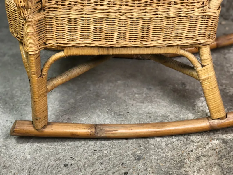 Pamono Rattan & Bamboo Rocking Chair, 1980> Rocking Chairs