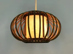 Clearance Pamono Rattan and Bamboo Pendant Light attributed to Louis Sognot, 1950s