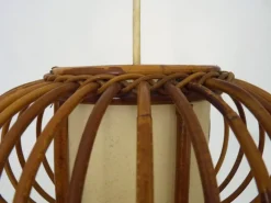 Clearance Pamono Rattan and Bamboo Pendant Light attributed to Louis Sognot, 1950s