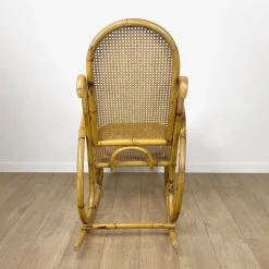 Pamono Rattan and Cane Rocking Chair, 1970s