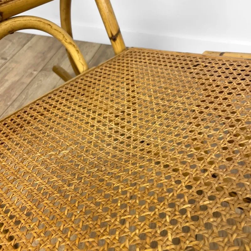 Pamono Rattan and Cane Rocking Chair, 1970s