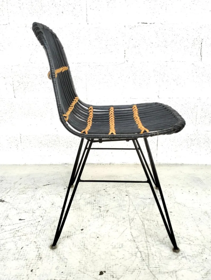 Pamono Rattan and Metal Chairs, 1960s, Set of 4> Garden Seating