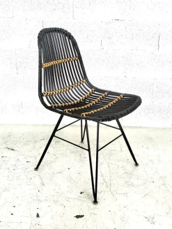 Pamono Rattan and Metal Chairs, 1960s, Set of 4><noscript><img width=