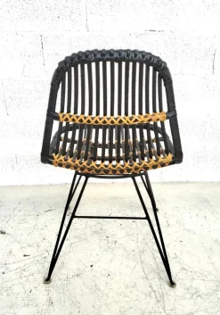Pamono Rattan and Metal Chairs, 1960s, Set of 4><noscript><img width=