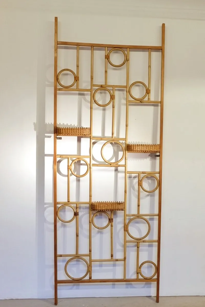 Clearance Pamono Rattan and Wood Screen