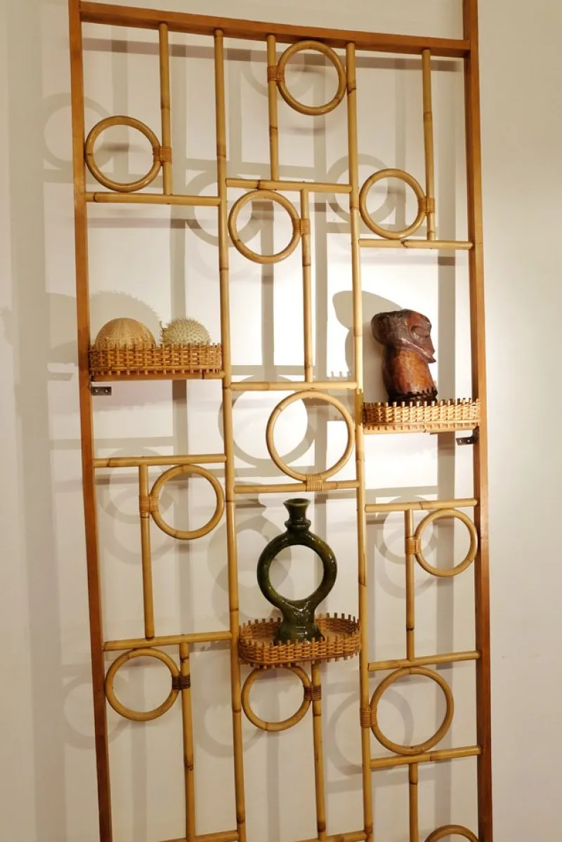 Clearance Pamono Rattan and Wood Screen