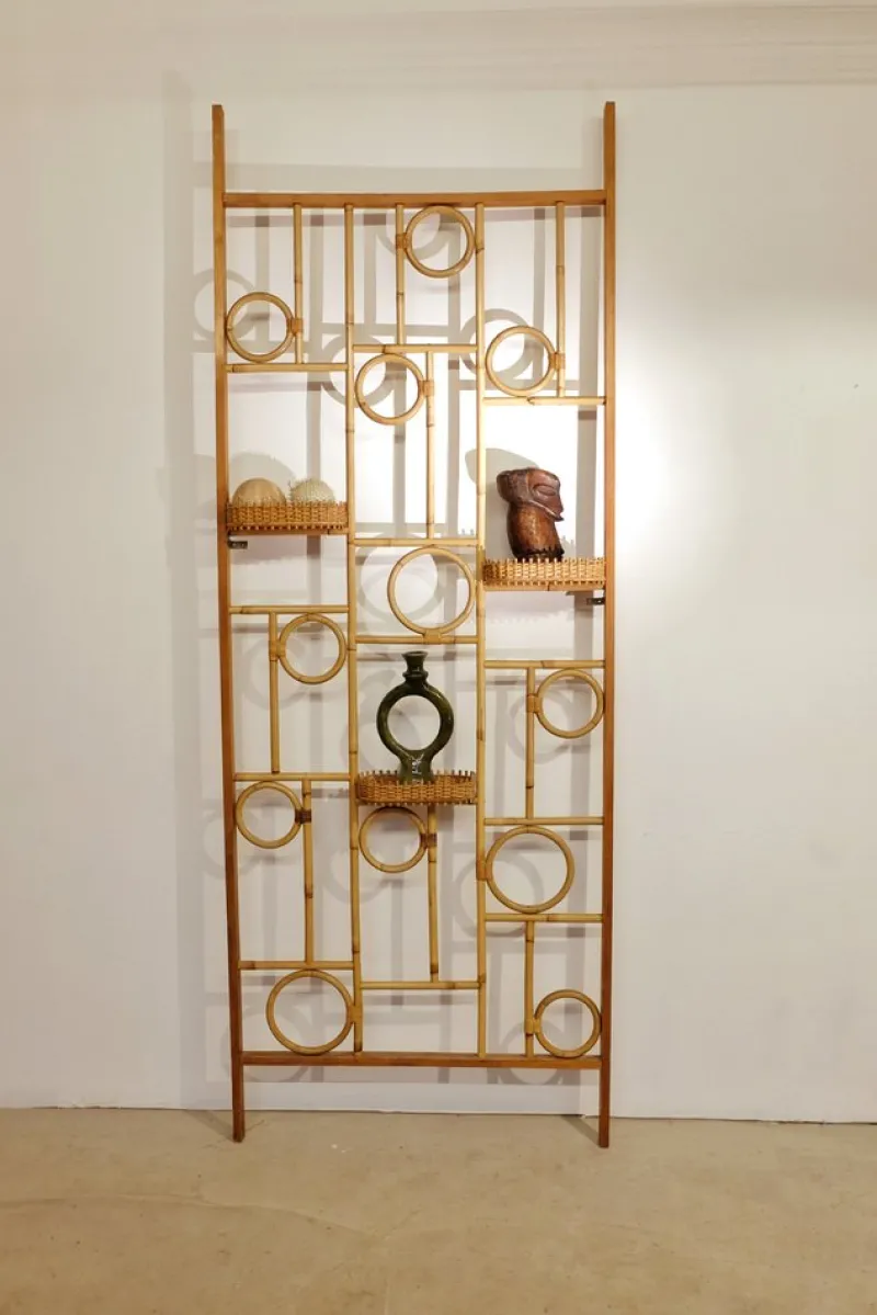 Clearance Pamono Rattan and Wood Screen