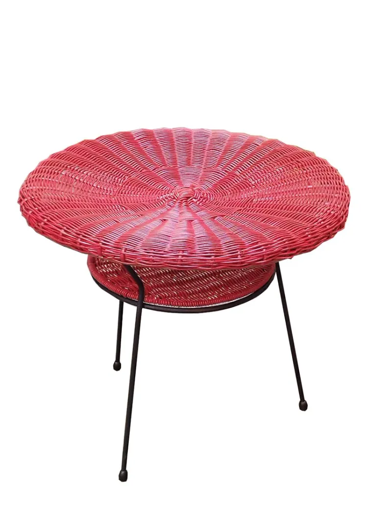 Pamono Rattan Armchairs and Coffee Table by Roberto Mango, Italy 1960s, Set of 3> Garden Seating