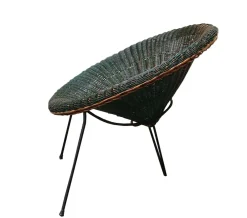 Pamono Rattan Armchairs and Coffee Table by Roberto Mango, Italy 1960s, Set of 3><noscript><img width=