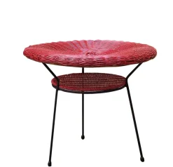 Pamono Rattan Armchairs and Coffee Table by Roberto Mango, Italy 1960s, Set of 3><noscript><img width=