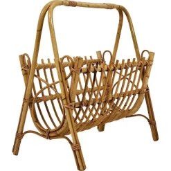 Best Pamono Rattan Bamboo Magazine Rack, France, 1950s