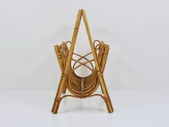 Best Pamono Rattan Bamboo Magazine Rack, France, 1950s
