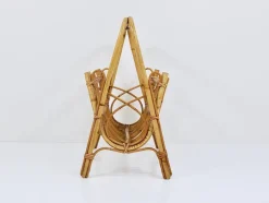 Best Pamono Rattan Bamboo Magazine Rack, France, 1950s