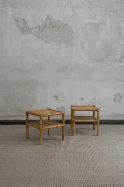 Pamono Rattan Bedside Tables by Dal Vera, 1970s, Set of 2> Nightstands