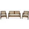 Pamono Rattan Bench & Armchairs, Set of 3> Garden Seating