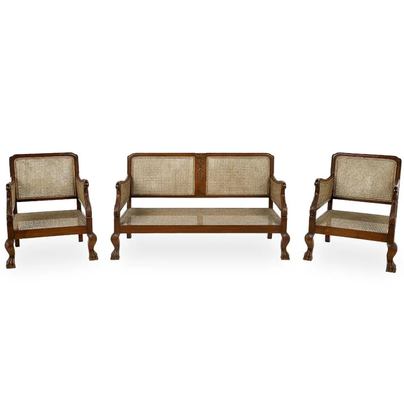 Pamono Rattan Bench & Armchairs, Set of 3> Garden Seating