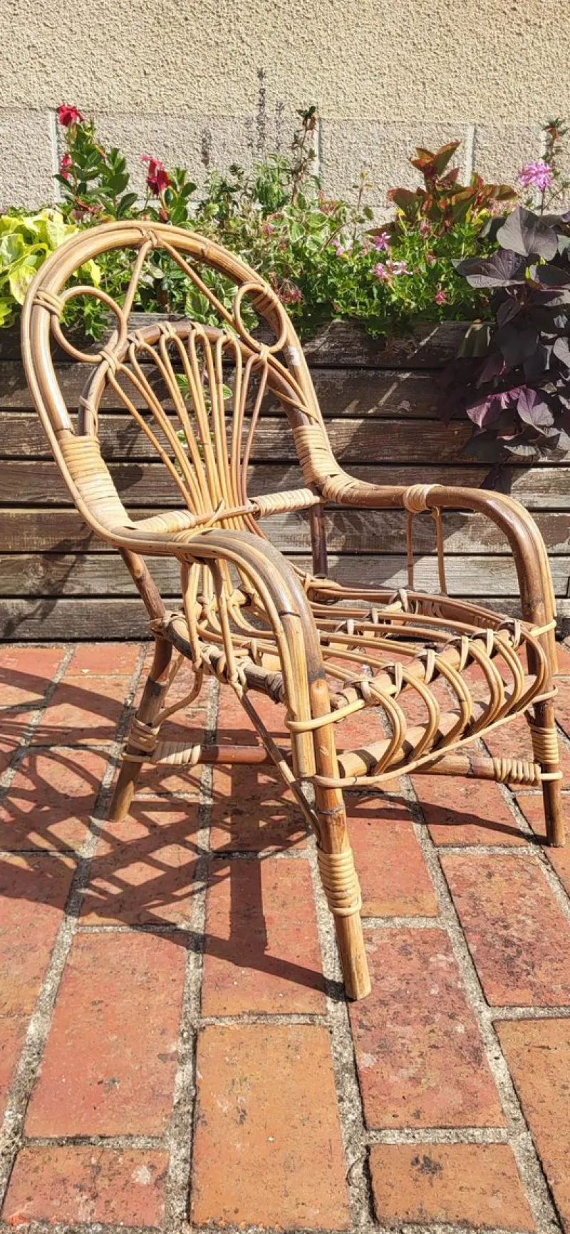 Clearance Pamono Rattan Children's Armchair, 1960s