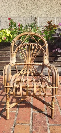 Clearance Pamono Rattan Children's Armchair, 1960s
