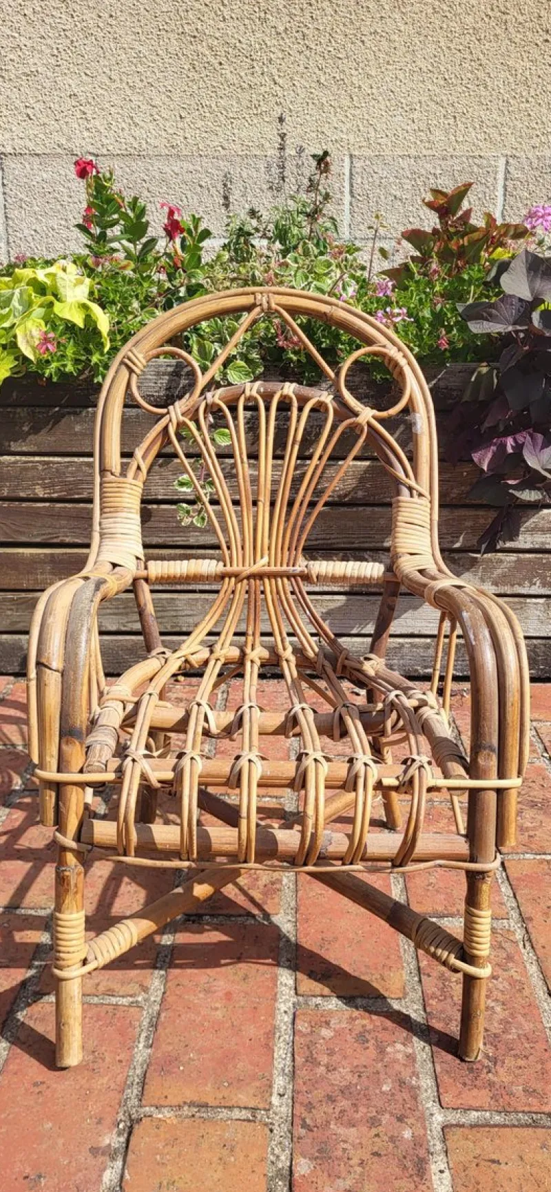 Clearance Pamono Rattan Children's Armchair, 1960s