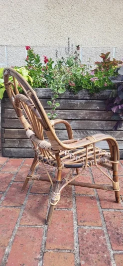 Clearance Pamono Rattan Children's Armchair, 1960s