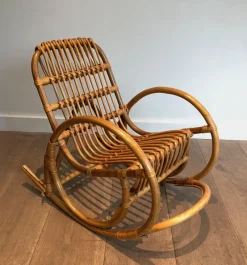 New Pamono Rattan Children's Rocking Chair, 1970s