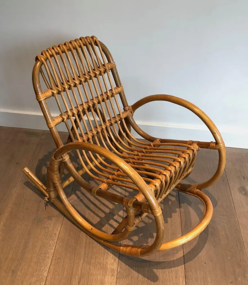 New Pamono Rattan Children's Rocking Chair, 1970s