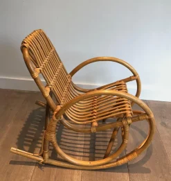 New Pamono Rattan Children's Rocking Chair, 1970s