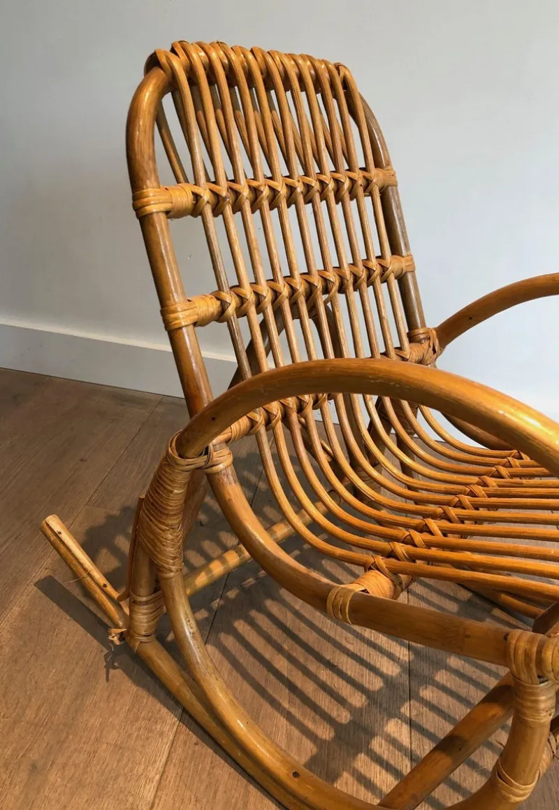 New Pamono Rattan Children's Rocking Chair, 1970s