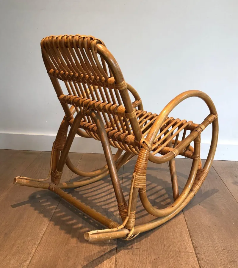 New Pamono Rattan Children's Rocking Chair, 1970s